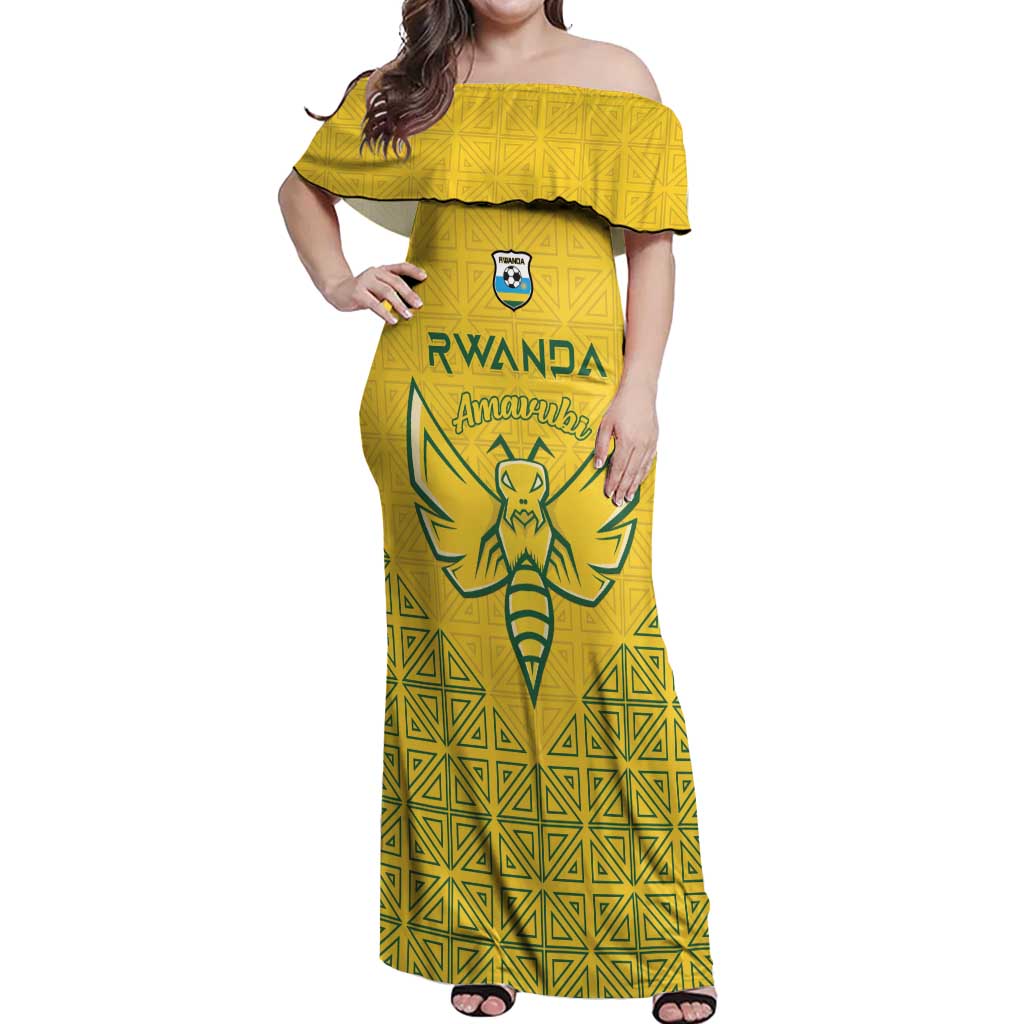 Custom Rwanda Football Off Shoulder Maxi Dress Amavubi Oyeee!