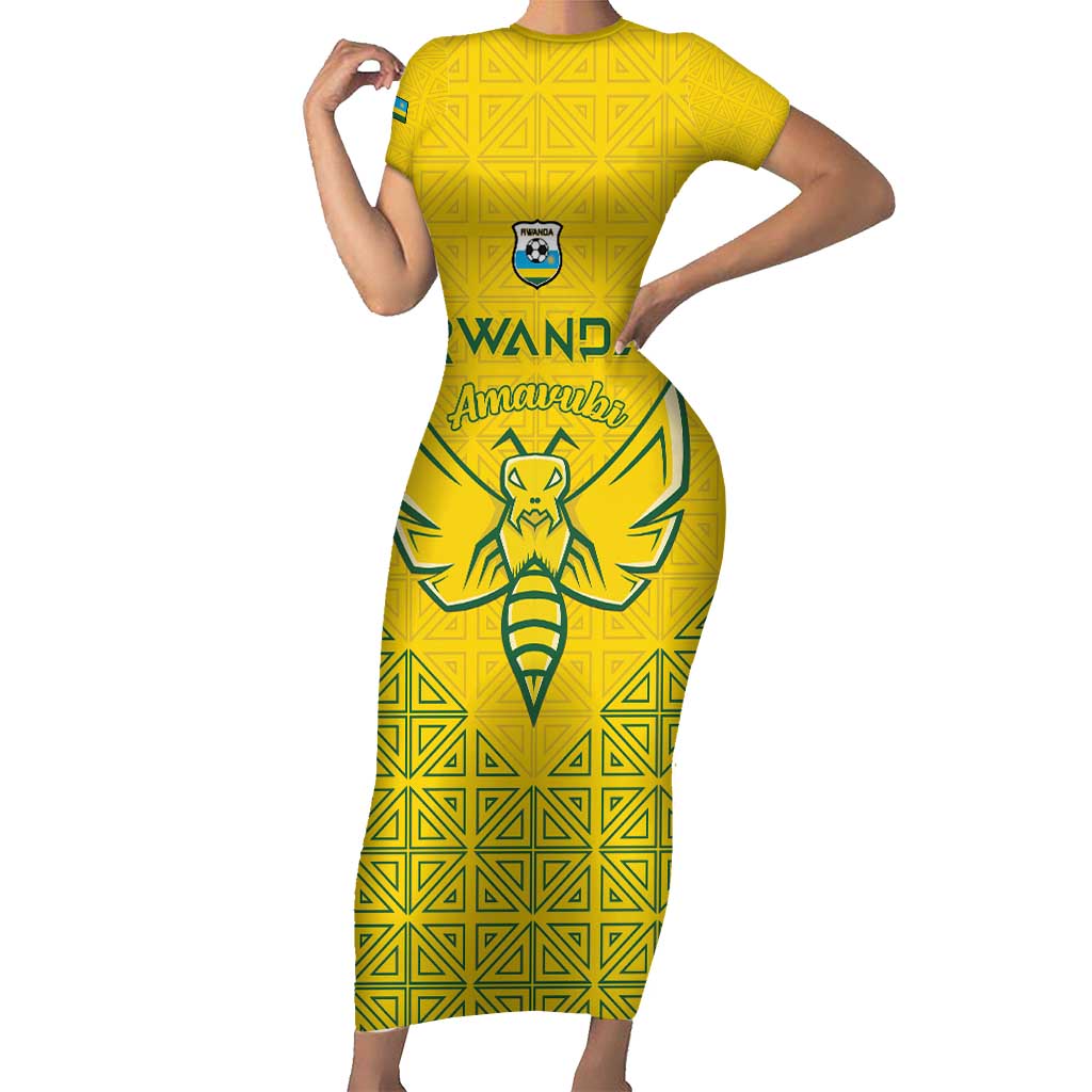 Custom Rwanda Football Short Sleeve Bodycon Dress Amavubi Oyeee!