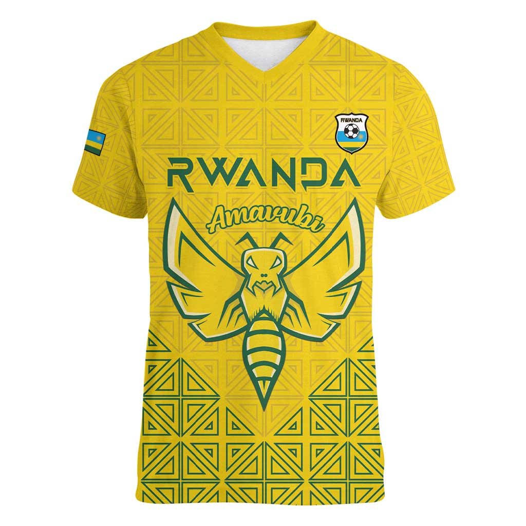 Custom Rwanda Football Women V-Neck T-Shirt Amavubi Oyeee!