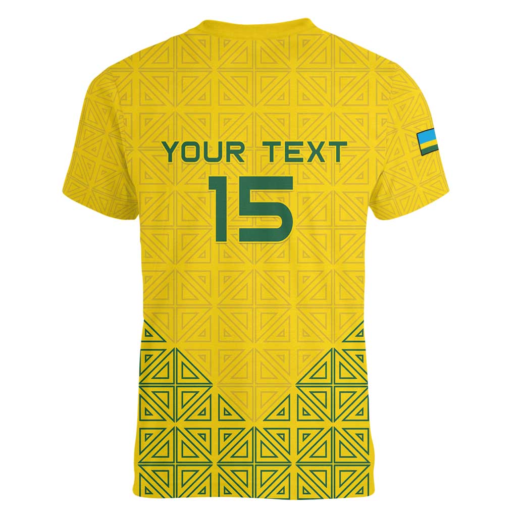 Custom Rwanda Football Women V-Neck T-Shirt Amavubi Oyeee!