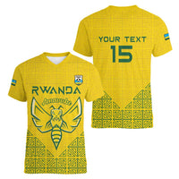 Custom Rwanda Football Women V-Neck T-Shirt Amavubi Oyeee!