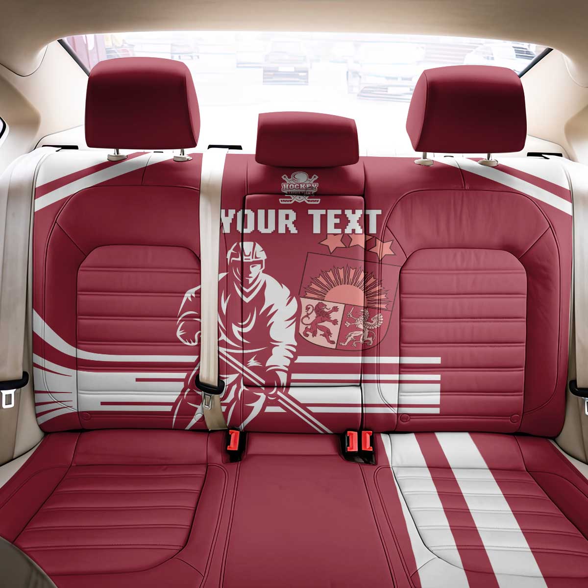 Custom Latvia Hockey Back Car Seat Cover Latvija Latvija