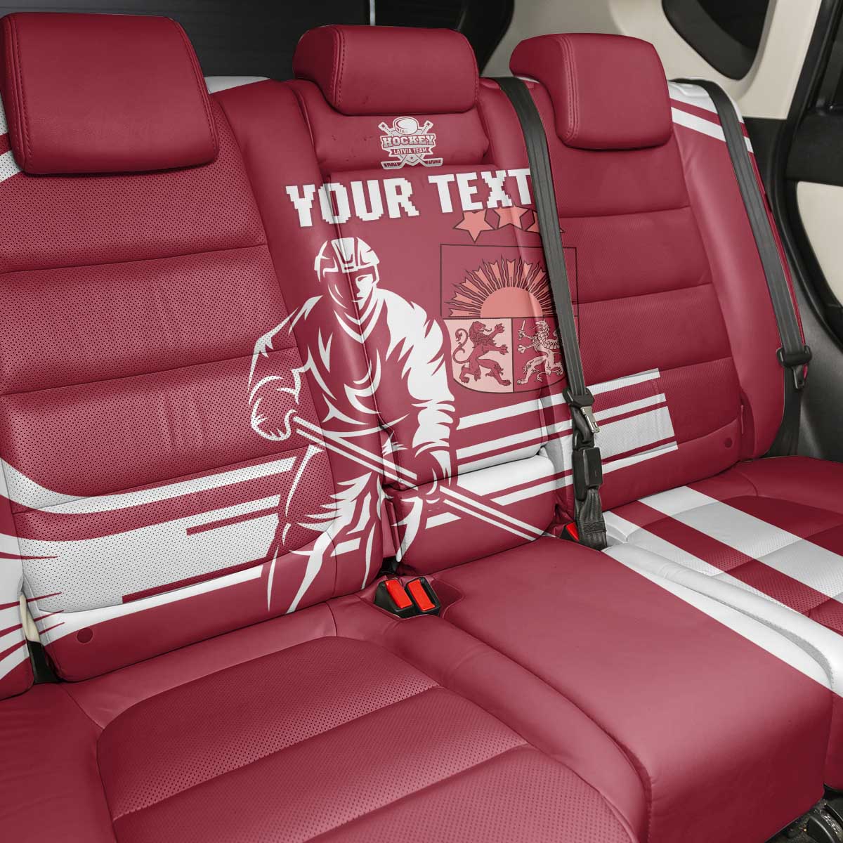 Custom Latvia Hockey Back Car Seat Cover Latvija Latvija