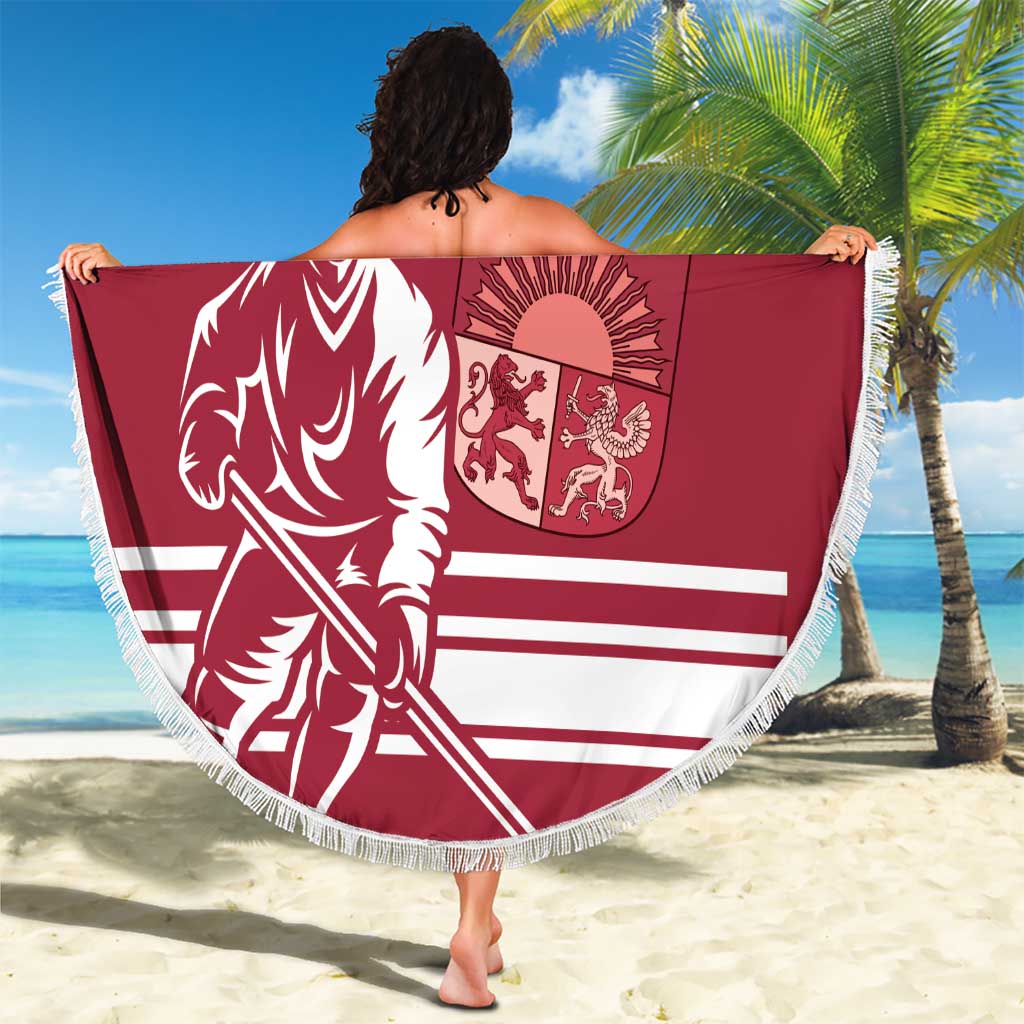 Custom Latvia Hockey Beach Blanket Latvija Latvija