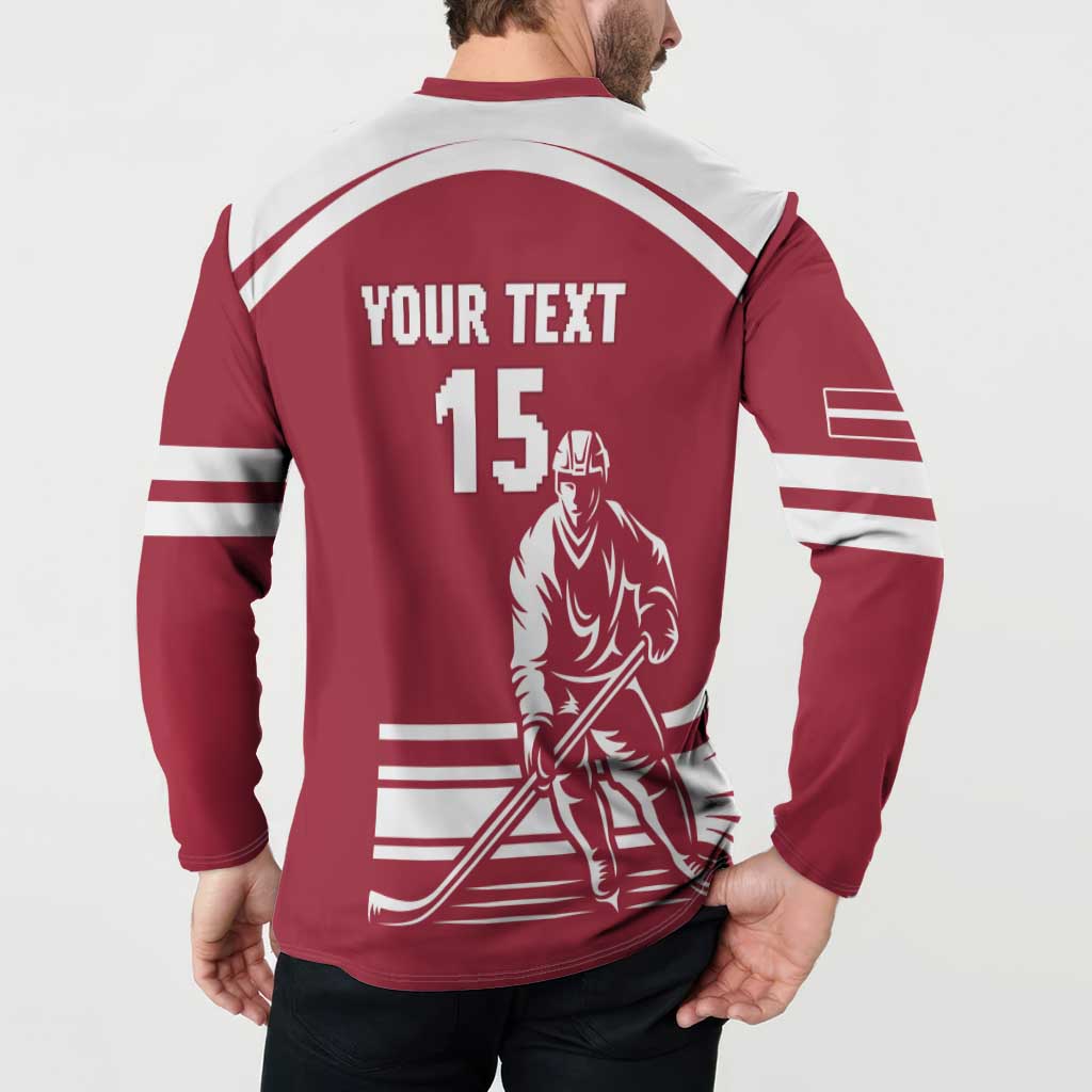 Custom Latvia Hockey Button Sweatshirt Latvija Latvija