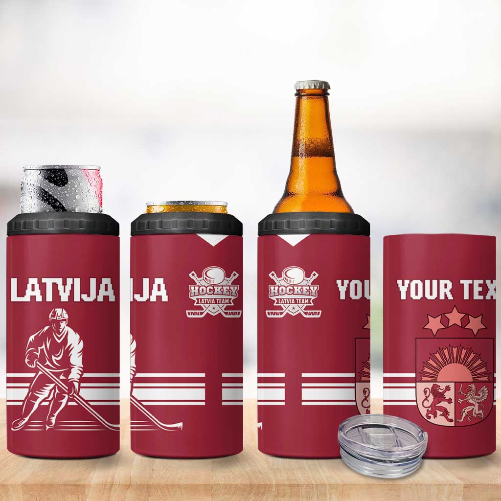 Custom Latvia Hockey 4 in 1 Can Cooler Tumbler Latvija Latvija