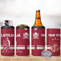 Custom Latvia Hockey 4 in 1 Can Cooler Tumbler Latvija Latvija