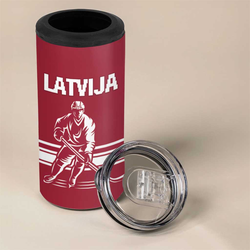 Custom Latvia Hockey 4 in 1 Can Cooler Tumbler Latvija Latvija