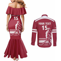 Custom Latvia Hockey Couples Matching Mermaid Dress and Long Sleeve Button Shirt Latvija Latvija