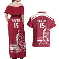 Custom Latvia Hockey Couples Matching Off Shoulder Maxi Dress and Hawaiian Shirt Latvija Latvija