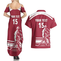 Custom Latvia Hockey Couples Matching Summer Maxi Dress and Hawaiian Shirt Latvija Latvija
