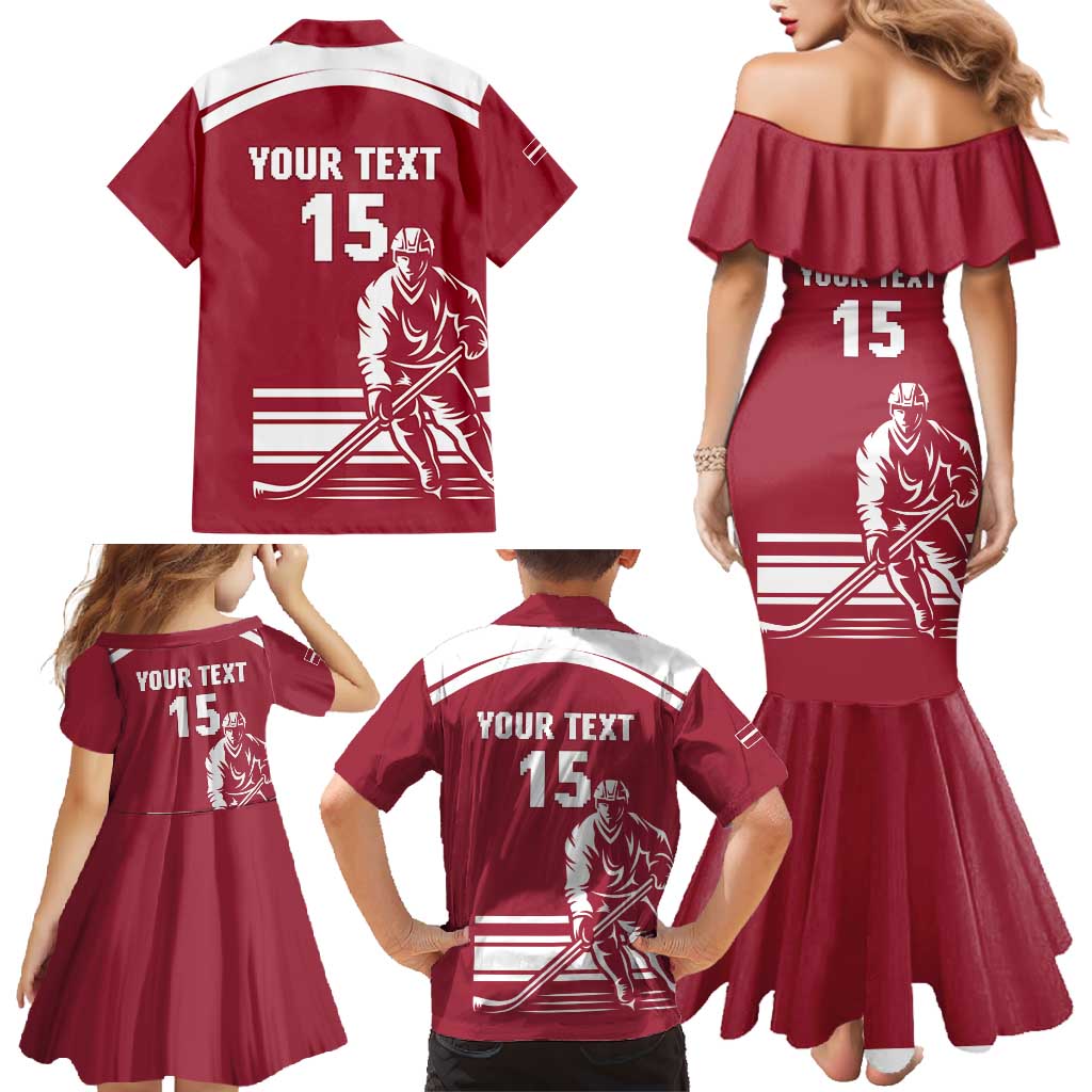 Custom Latvia Hockey Family Matching Mermaid Dress and Hawaiian Shirt Latvija Latvija