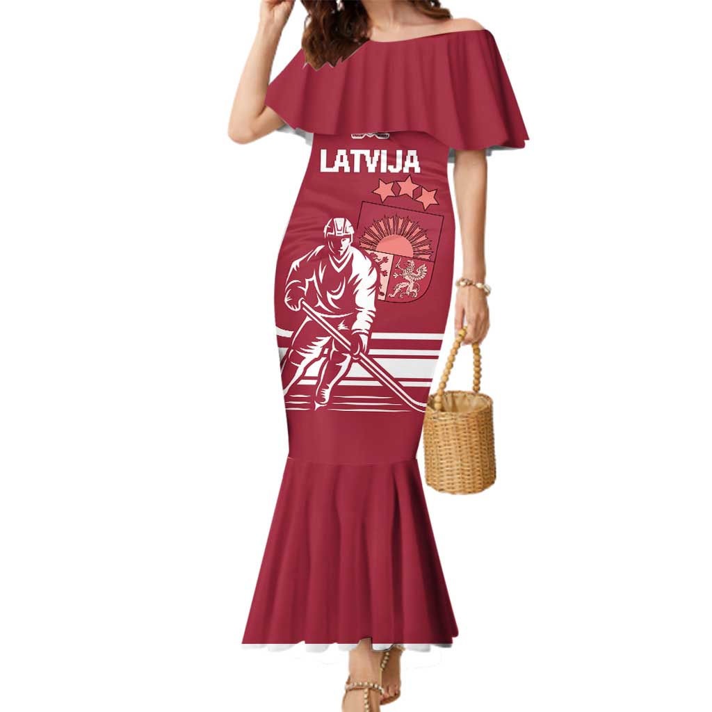 Custom Latvia Hockey Family Matching Mermaid Dress and Hawaiian Shirt Latvija Latvija
