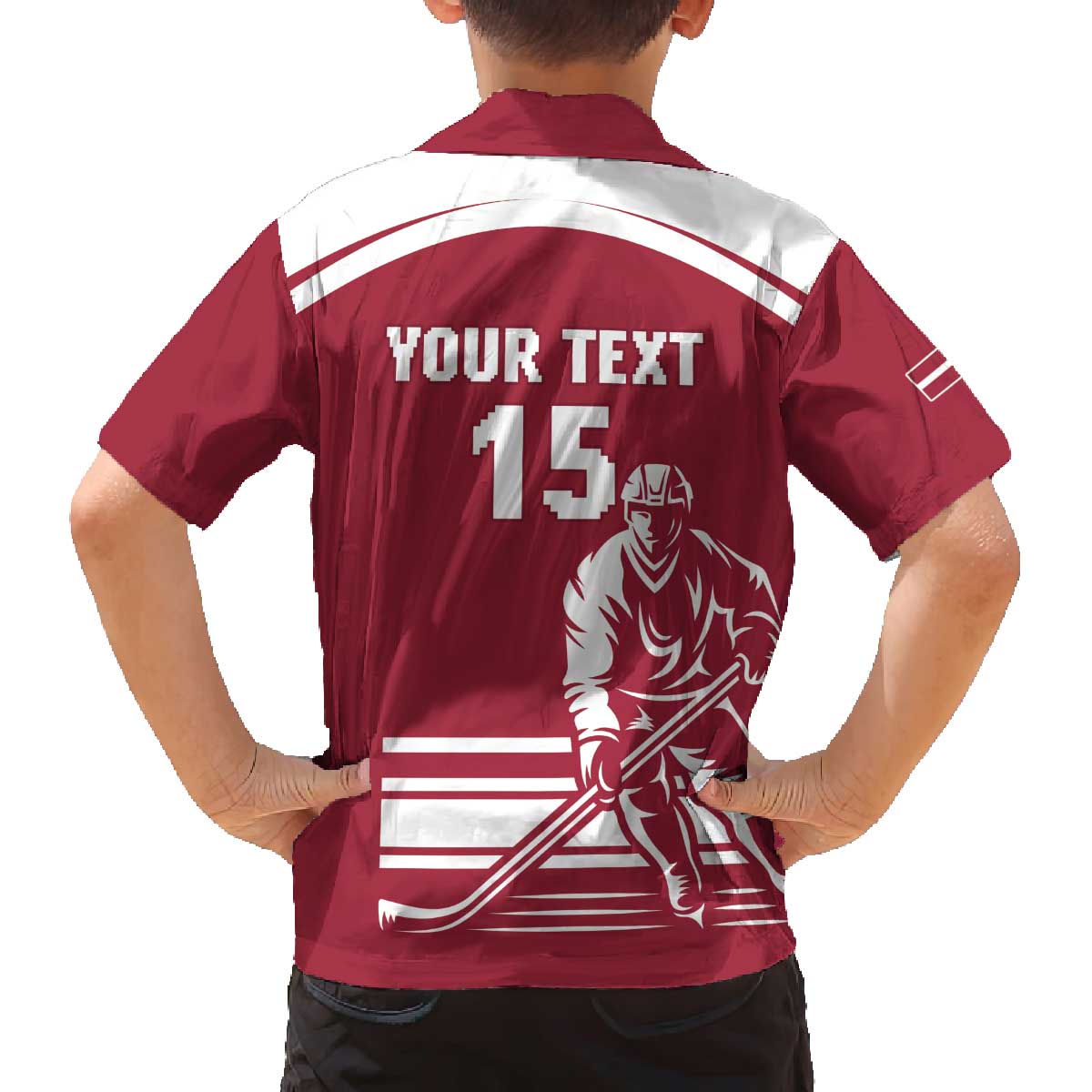 Custom Latvia Hockey Family Matching Off The Shoulder Long Sleeve Dress and Hawaiian Shirt Latvija Latvija