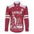 Custom Latvia Hockey Family Matching Off The Shoulder Long Sleeve Dress and Hawaiian Shirt Latvija Latvija