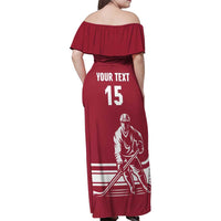 Custom Latvia Hockey Family Matching Off Shoulder Maxi Dress and Hawaiian Shirt Latvija Latvija