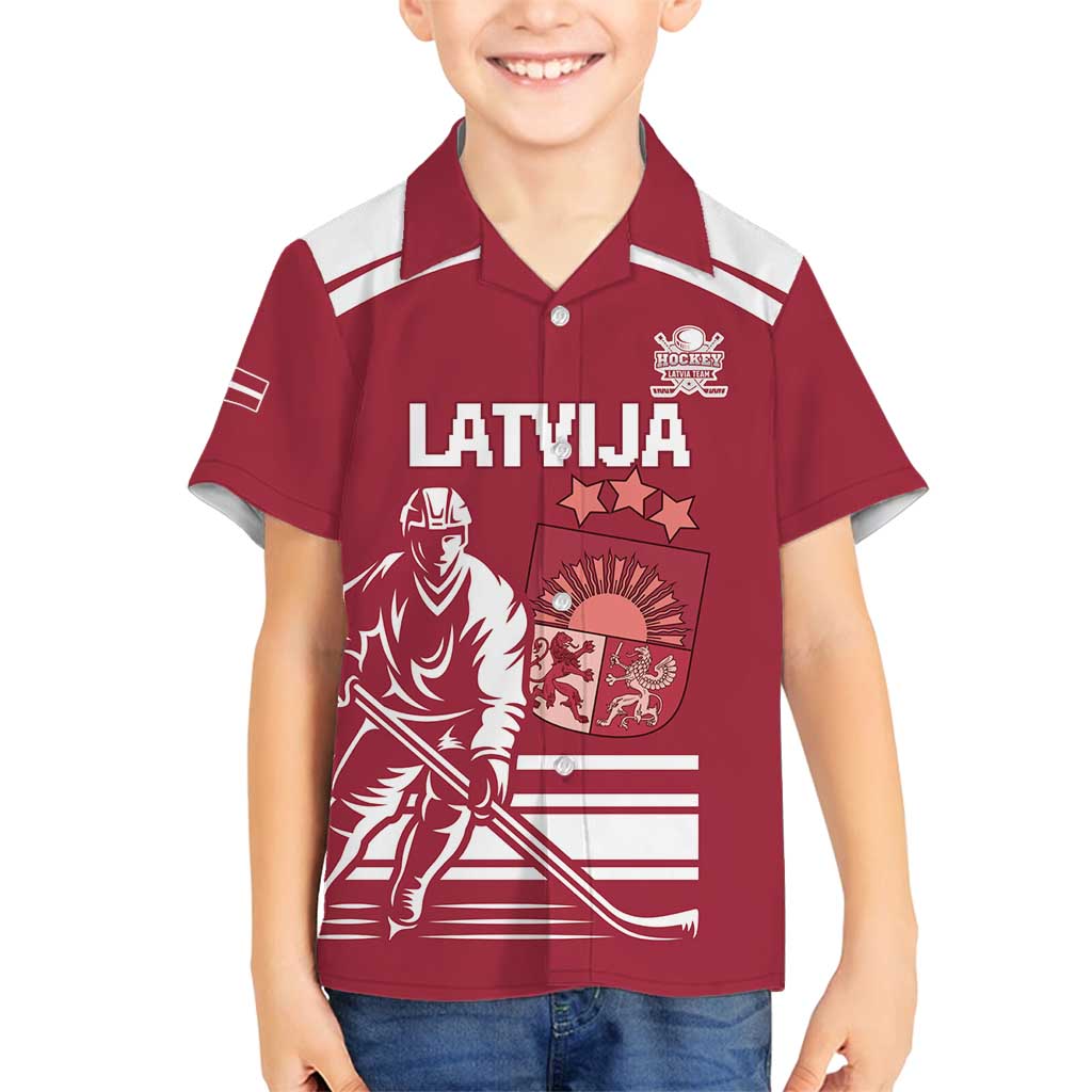Custom Latvia Hockey Family Matching Off Shoulder Maxi Dress and Hawaiian Shirt Latvija Latvija