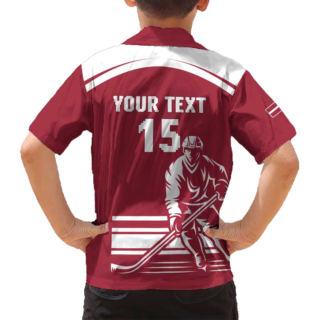 Custom Latvia Hockey Family Matching Off Shoulder Short Dress and Hawaiian Shirt Latvija Latvija