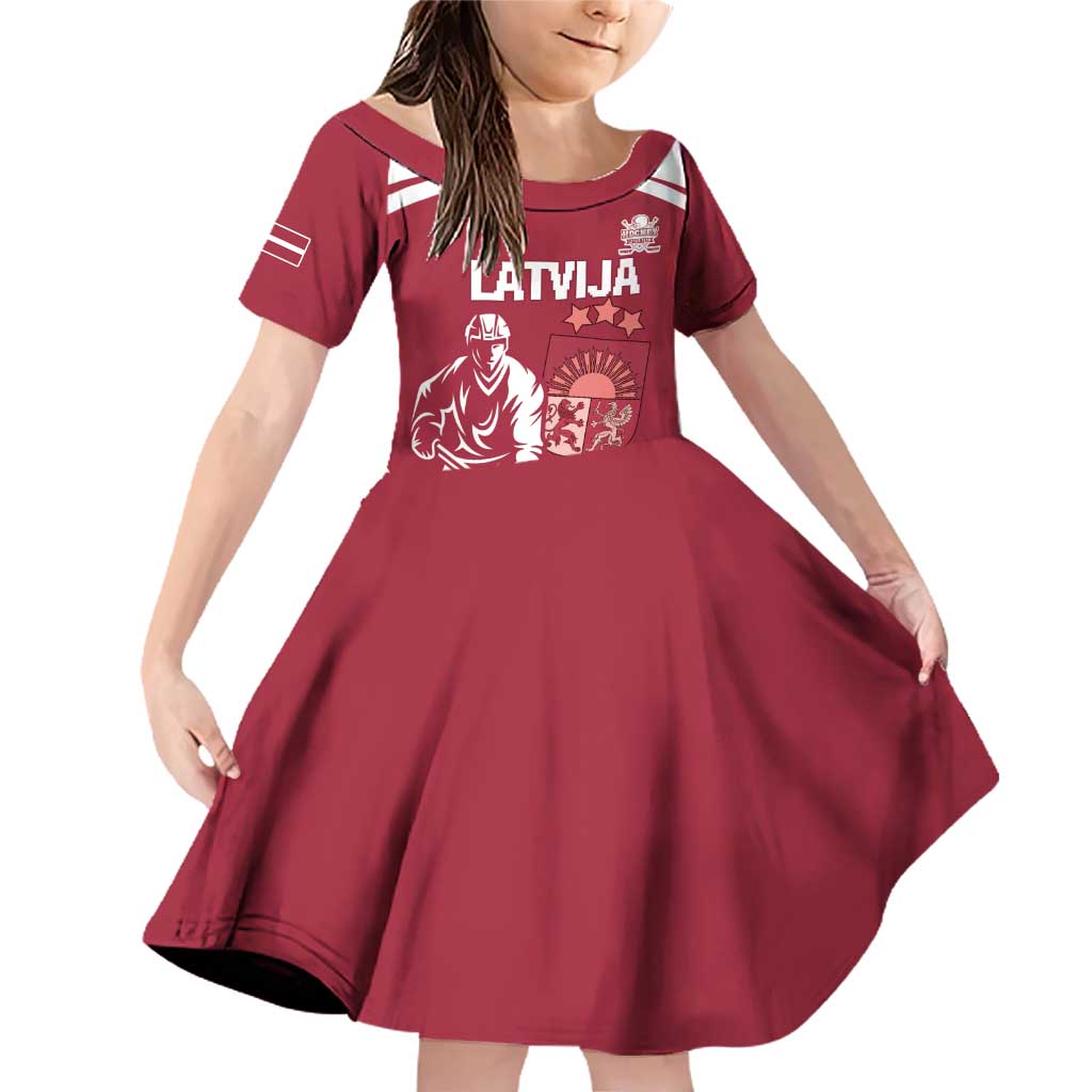 Custom Latvia Hockey Family Matching Off Shoulder Short Dress and Hawaiian Shirt Latvija Latvija