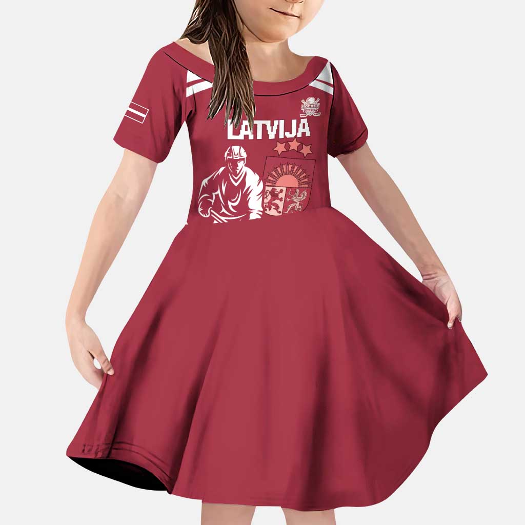 Custom Latvia Hockey Family Matching Puletasi and Hawaiian Shirt Latvija Latvija