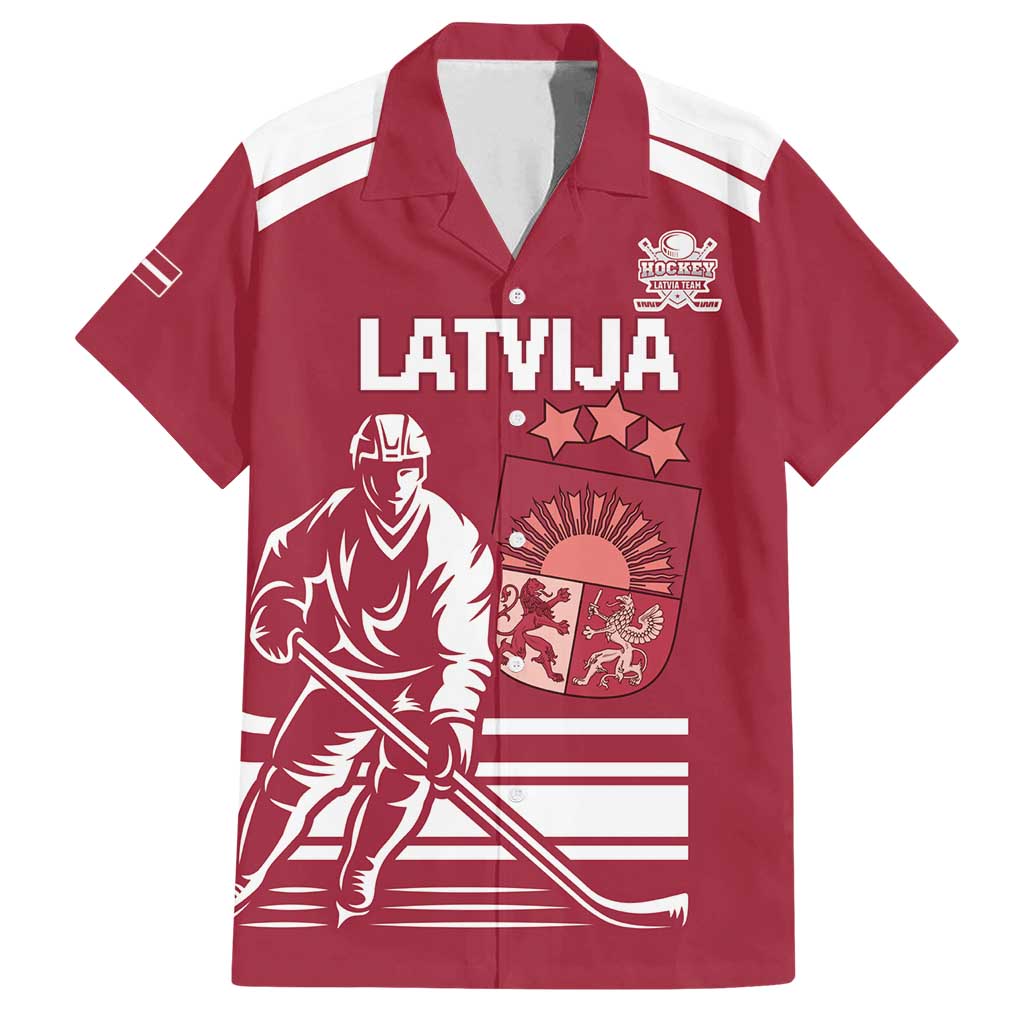 Custom Latvia Hockey Family Matching Puletasi and Hawaiian Shirt Latvija Latvija