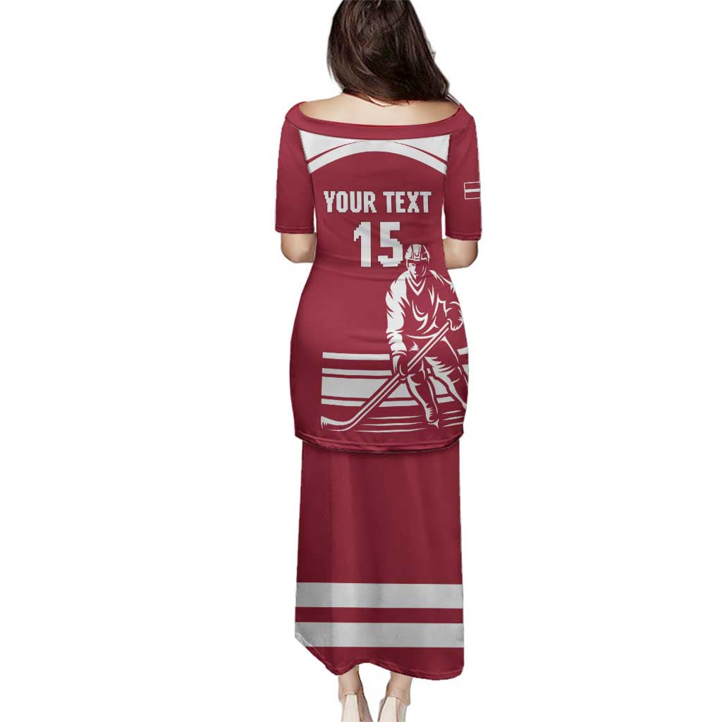 Custom Latvia Hockey Family Matching Puletasi and Hawaiian Shirt Latvija Latvija