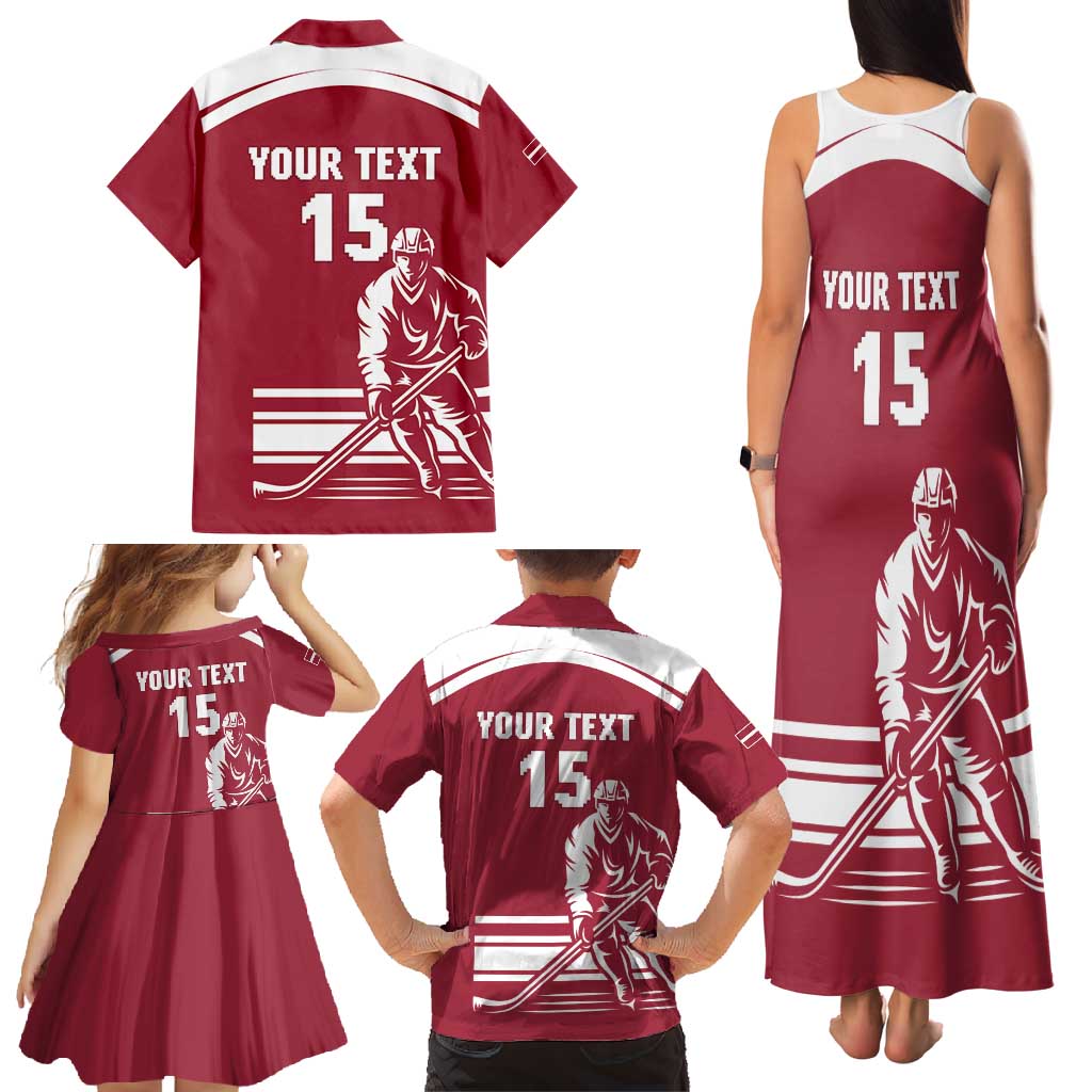 Custom Latvia Hockey Family Matching Tank Maxi Dress and Hawaiian Shirt Latvija Latvija