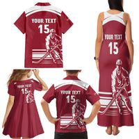 Custom Latvia Hockey Family Matching Tank Maxi Dress and Hawaiian Shirt Latvija Latvija