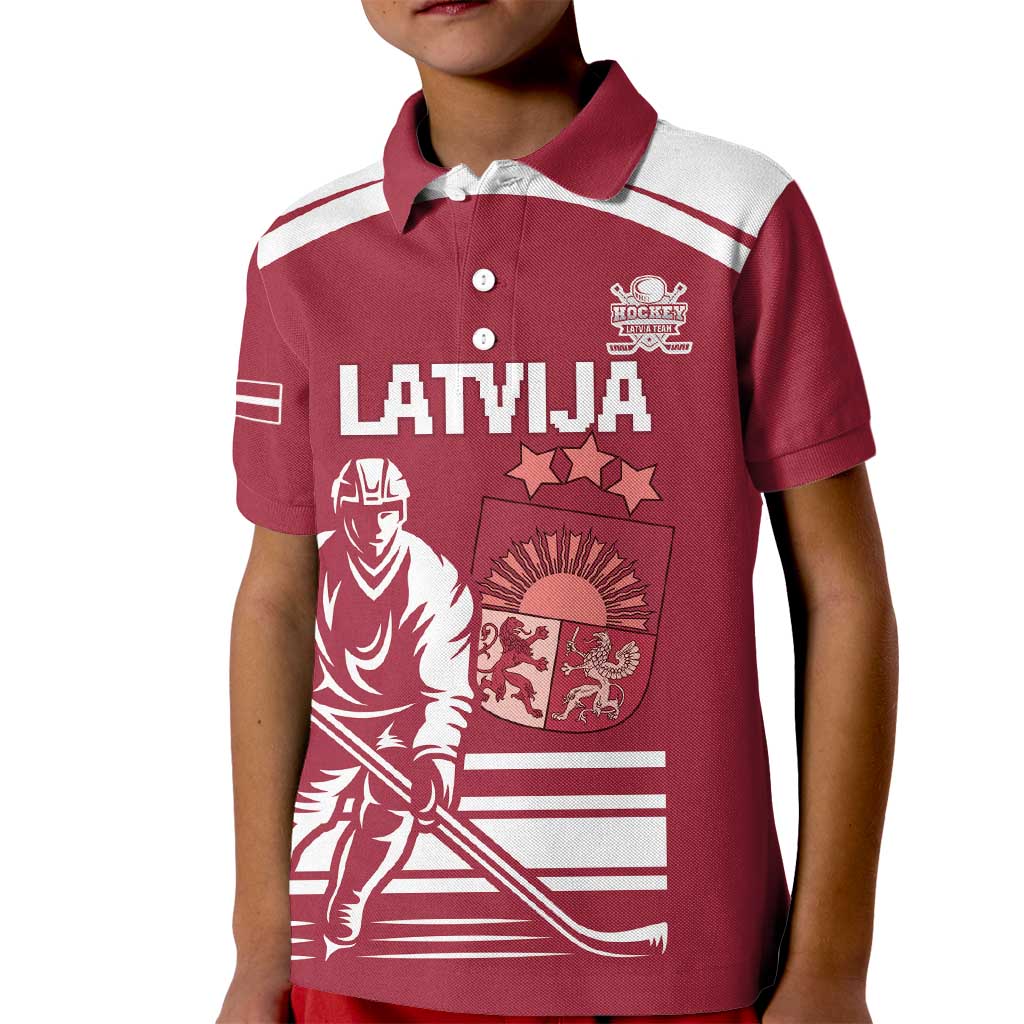 Custom Latvia Hockey Kid Polo Shirt Latvija Latvija