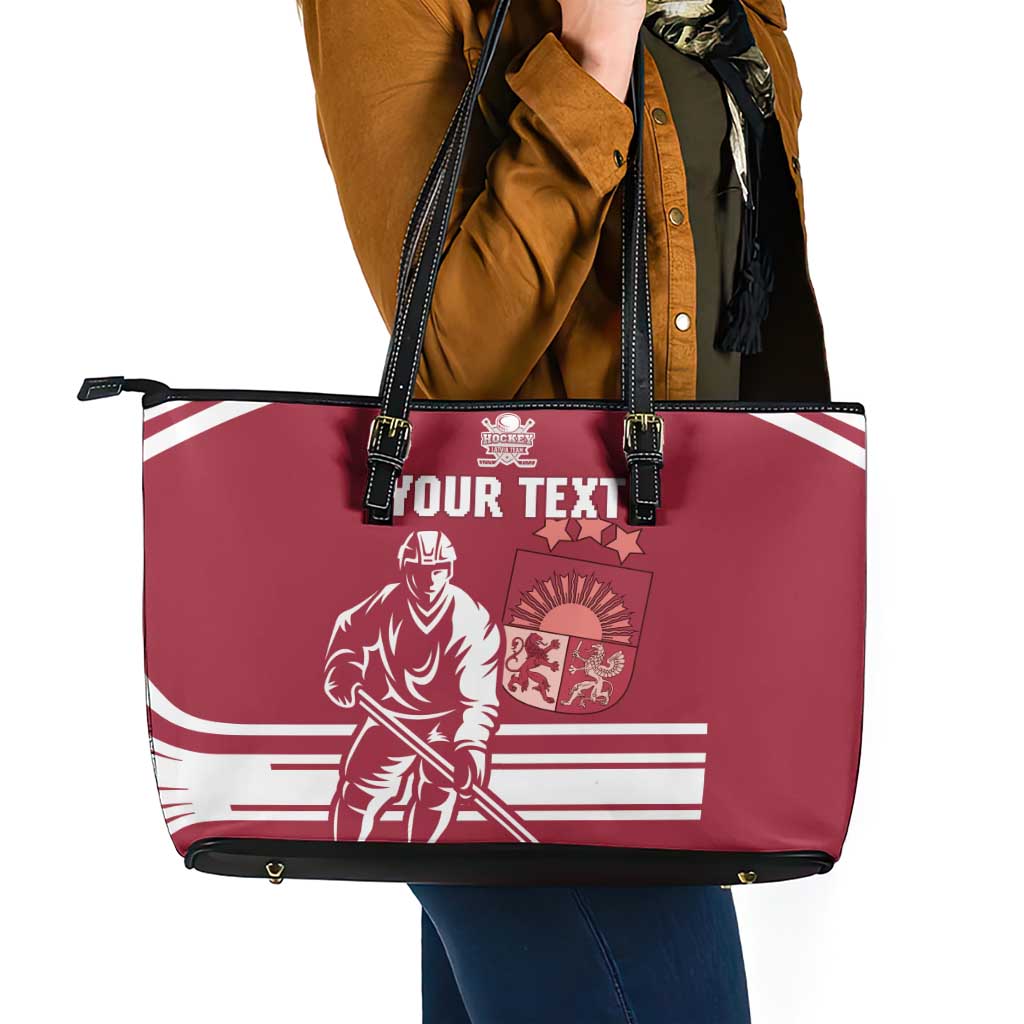 Custom Latvia Hockey Leather Tote Bag Latvija Latvija