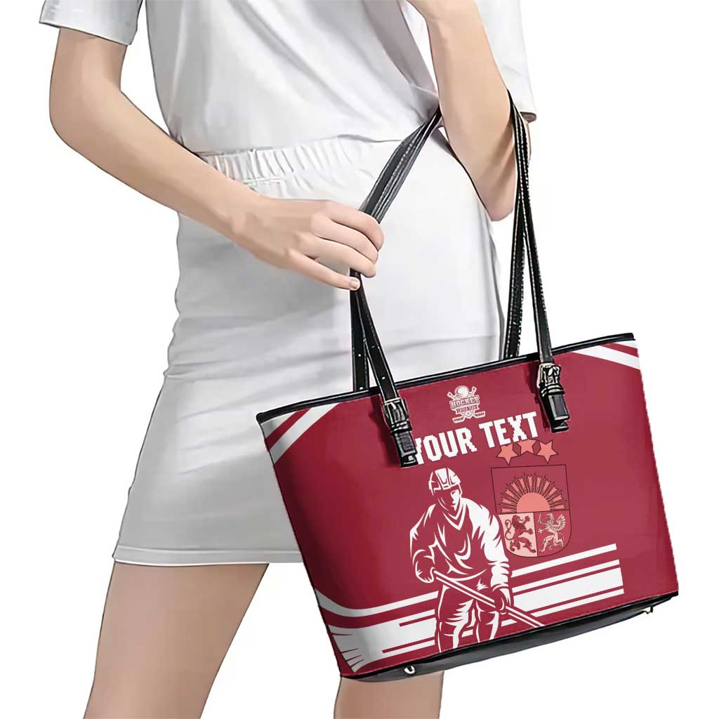 Custom Latvia Hockey Leather Tote Bag Latvija Latvija