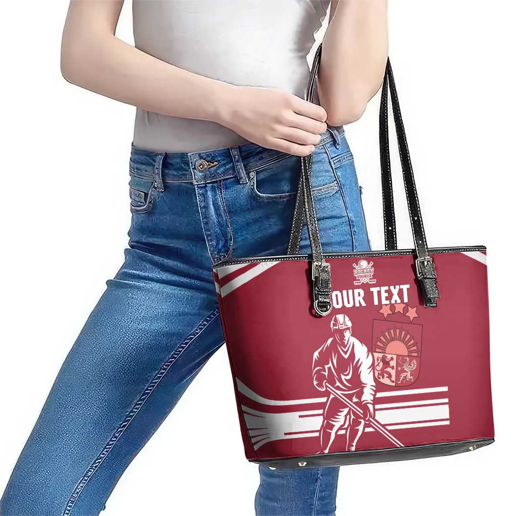 Custom Latvia Hockey Leather Tote Bag Latvija Latvija
