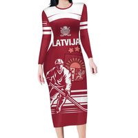 Custom Latvia Hockey Long Sleeve Bodycon Dress Latvija Latvija