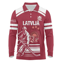 Custom Latvia Hockey Long Sleeve Polo Shirt Latvija Latvija