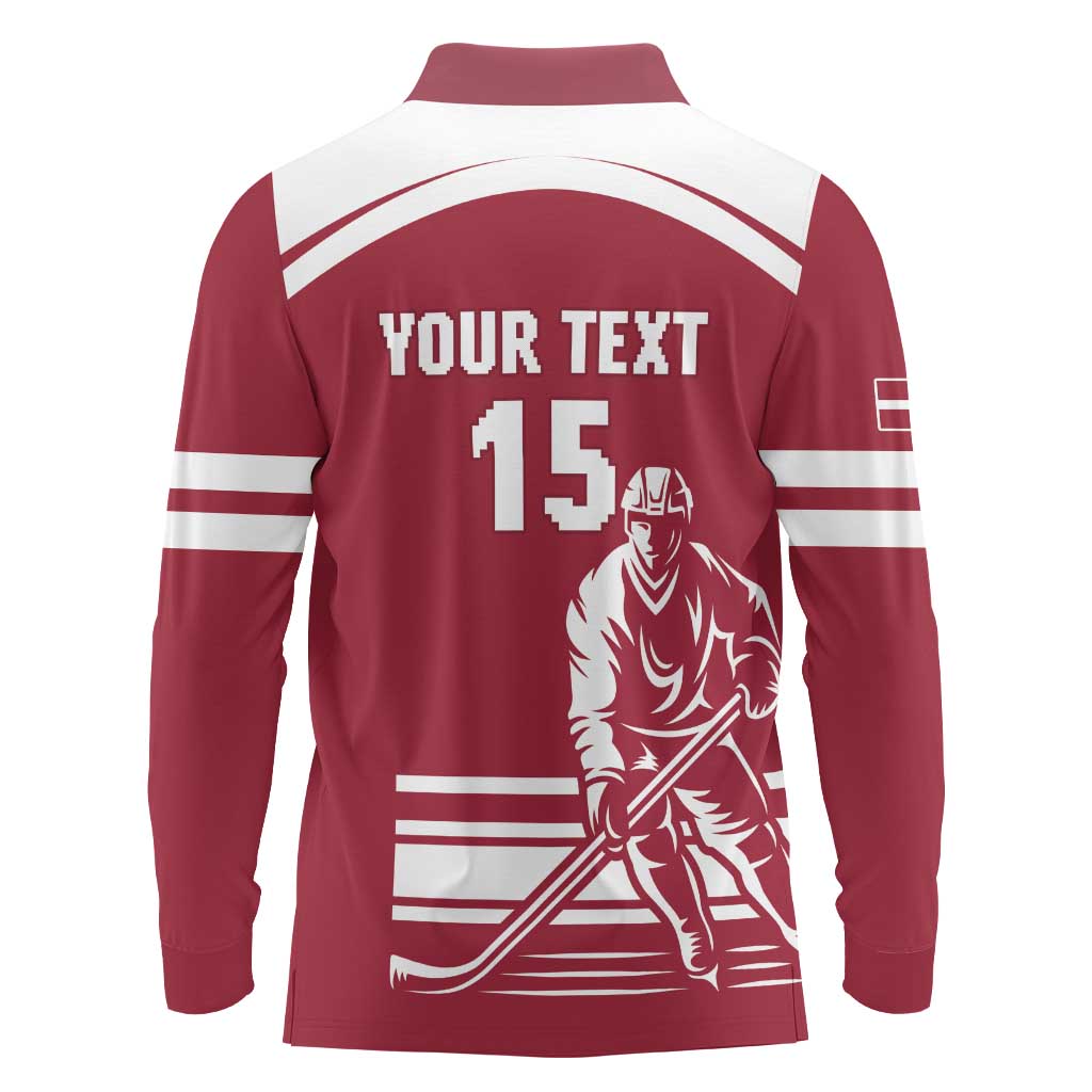 Custom Latvia Hockey Long Sleeve Polo Shirt Latvija Latvija