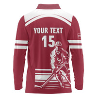 Custom Latvia Hockey Long Sleeve Polo Shirt Latvija Latvija