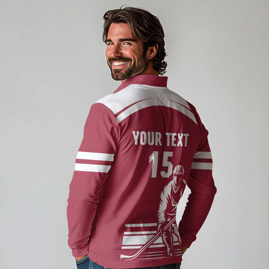 Custom Latvia Hockey Long Sleeve Polo Shirt Latvija Latvija