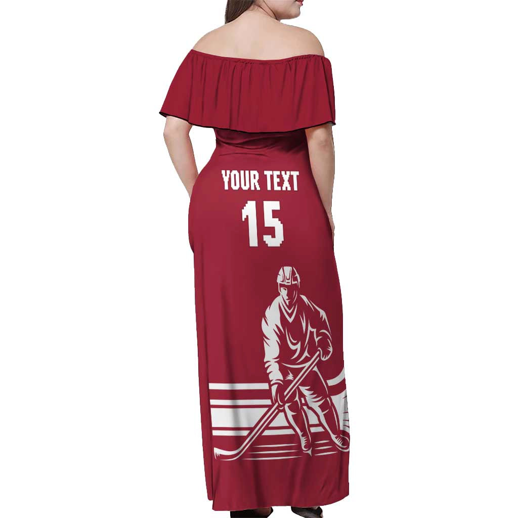 Custom Latvia Hockey Off Shoulder Maxi Dress Latvija Latvija