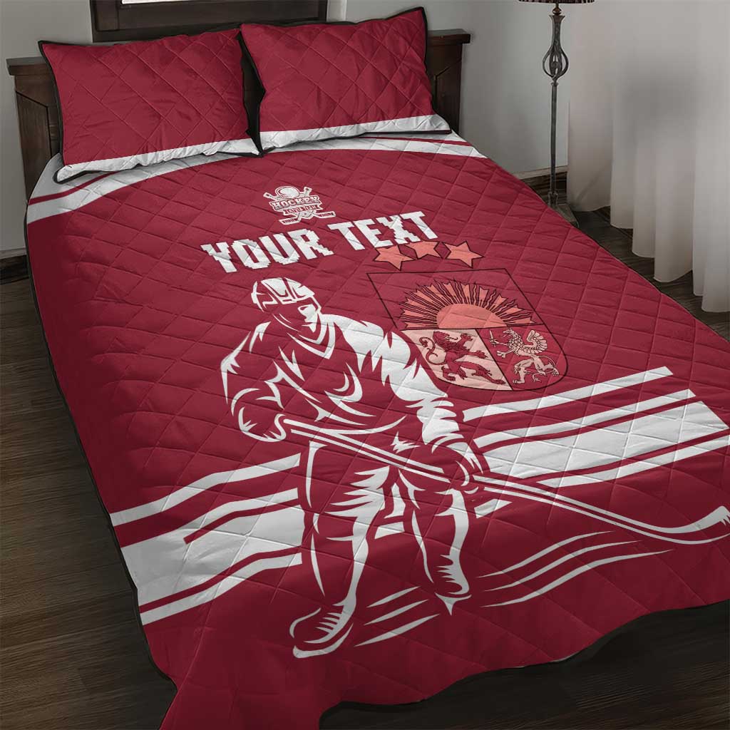 Custom Latvia Hockey Quilt Bed Set Latvija Latvija