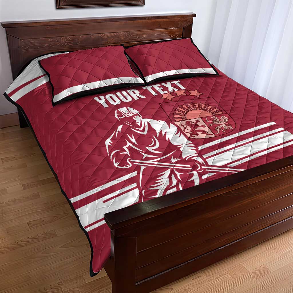 Custom Latvia Hockey Quilt Bed Set Latvija Latvija