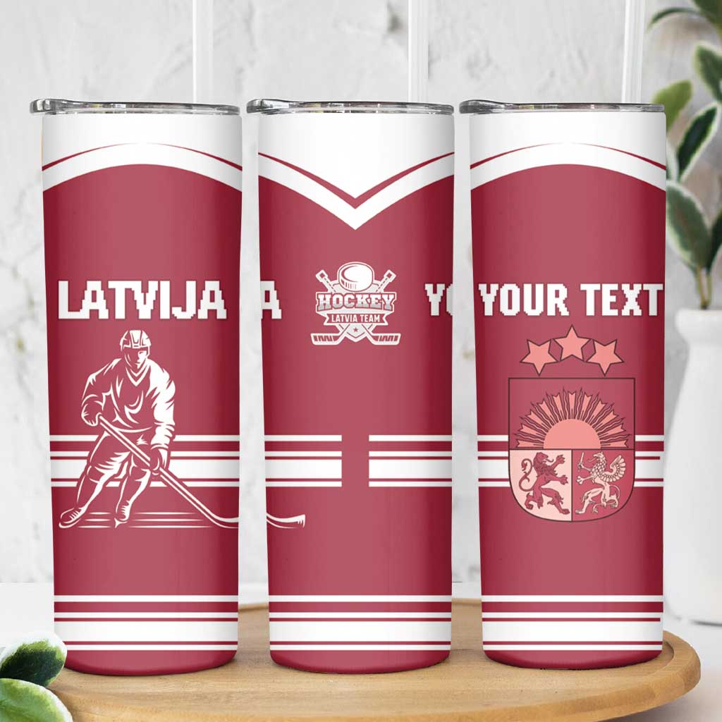 Custom Latvia Hockey Skinny Tumbler Latvija Latvija