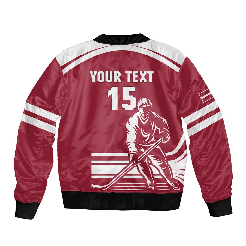 Custom Latvia Hockey Sleeve Zip Bomber Jacket Latvija Latvija