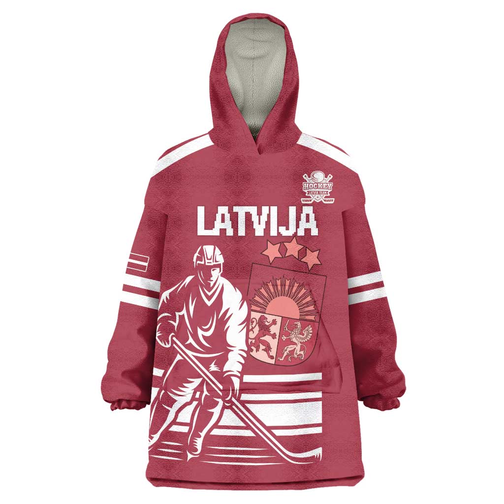 Custom Latvia Hockey Wearable Blanket Hoodie Latvija Latvija