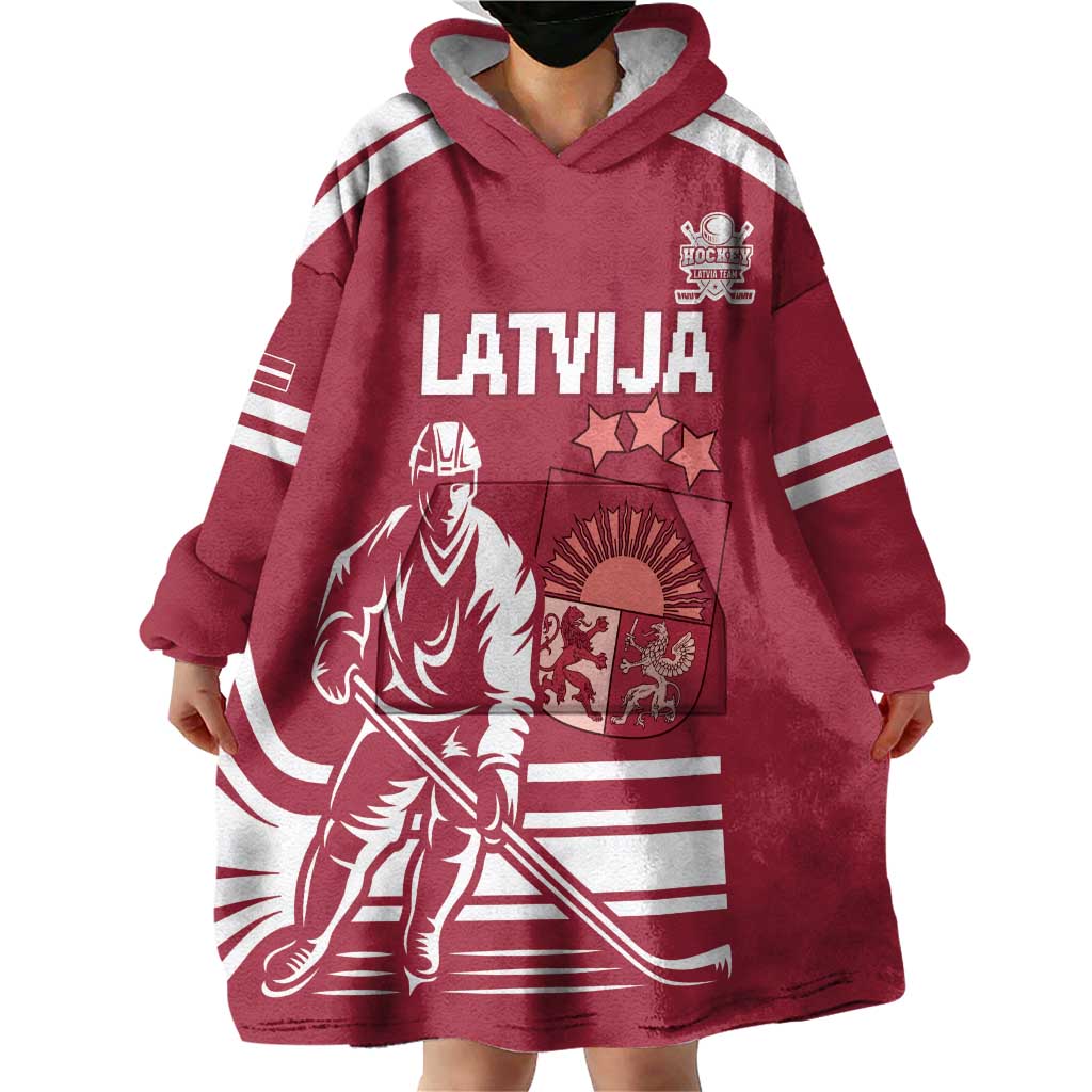 Custom Latvia Hockey Wearable Blanket Hoodie Latvija Latvija