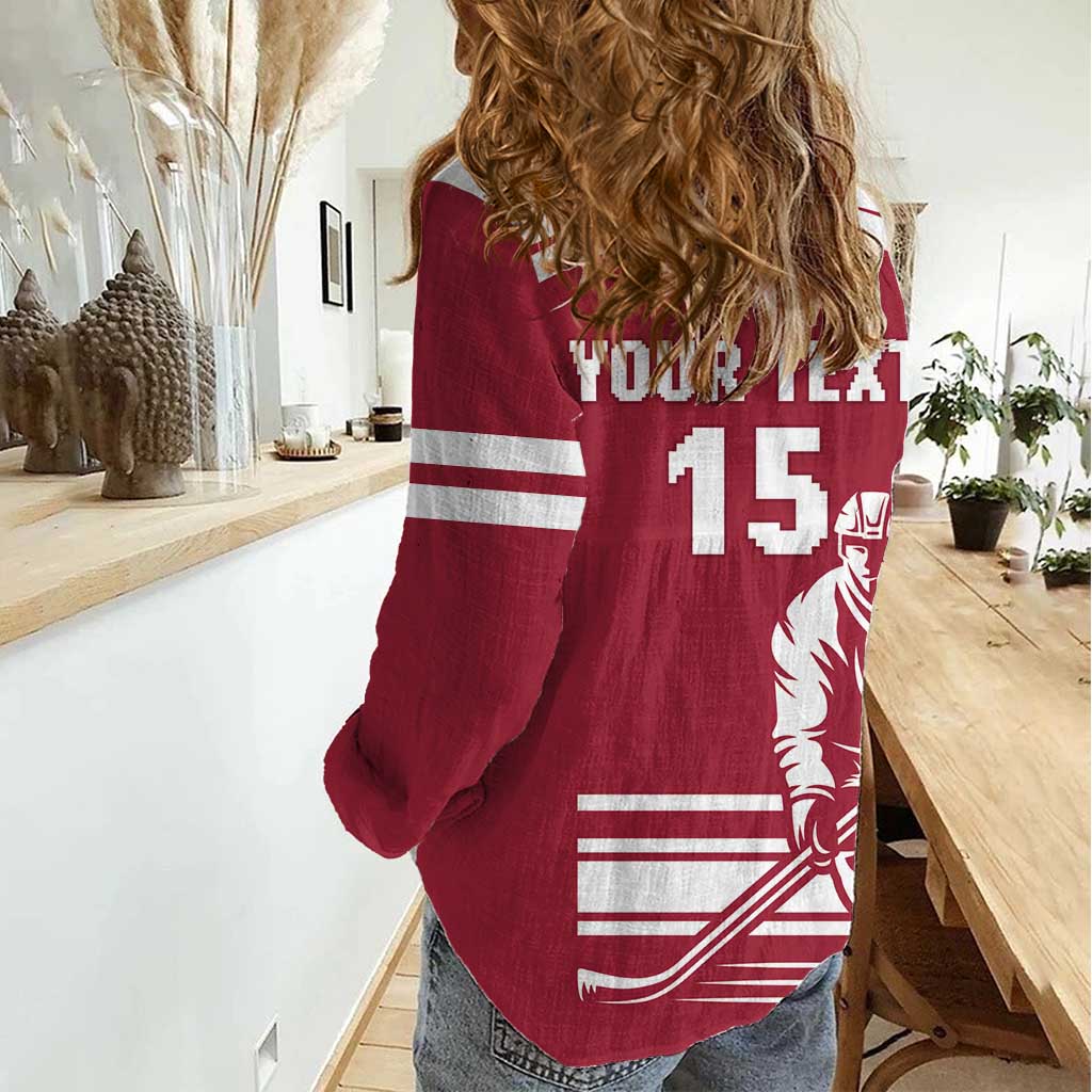 Custom Latvia Hockey Women Casual Shirt Latvija Latvija