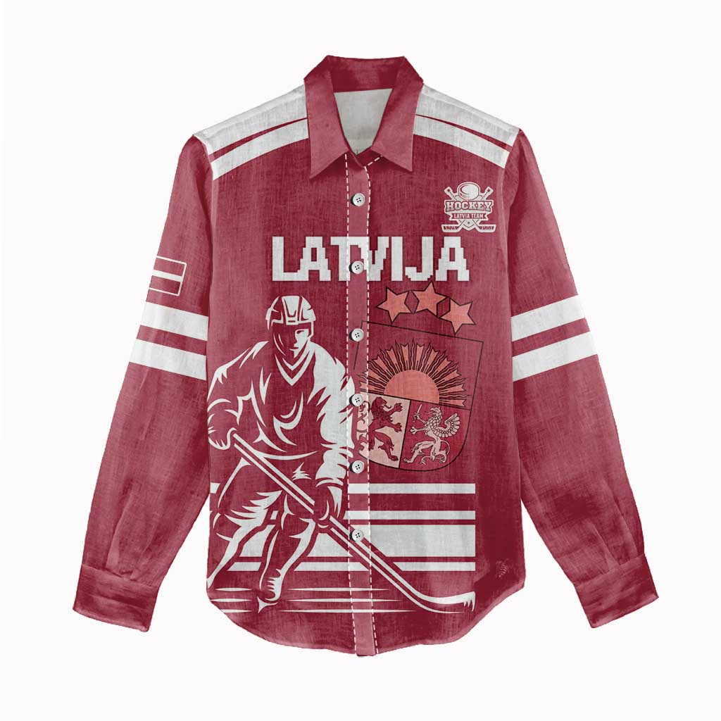 Custom Latvia Hockey Women Casual Shirt Latvija Latvija