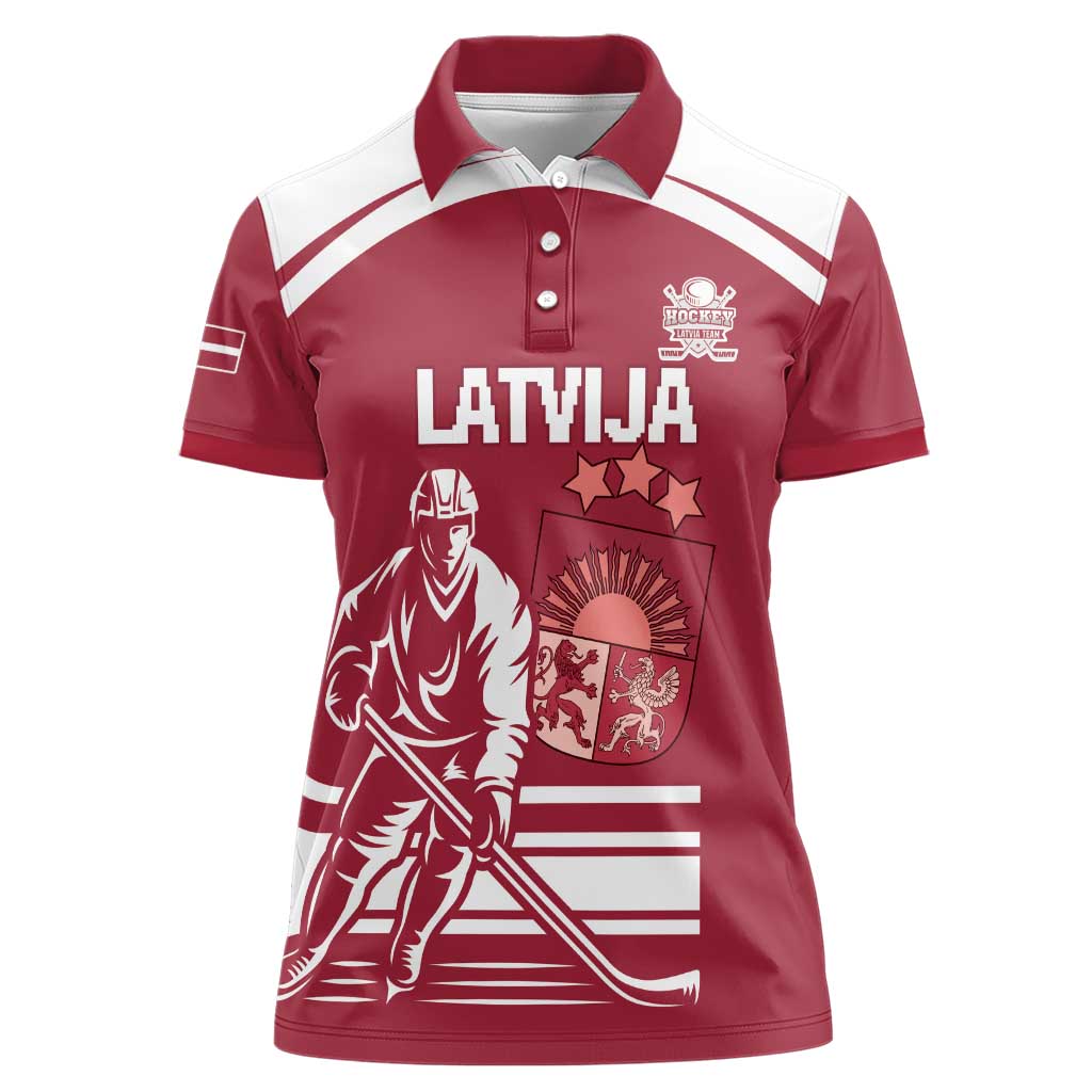 Custom Latvia Hockey Women Polo Shirt Latvija Latvija