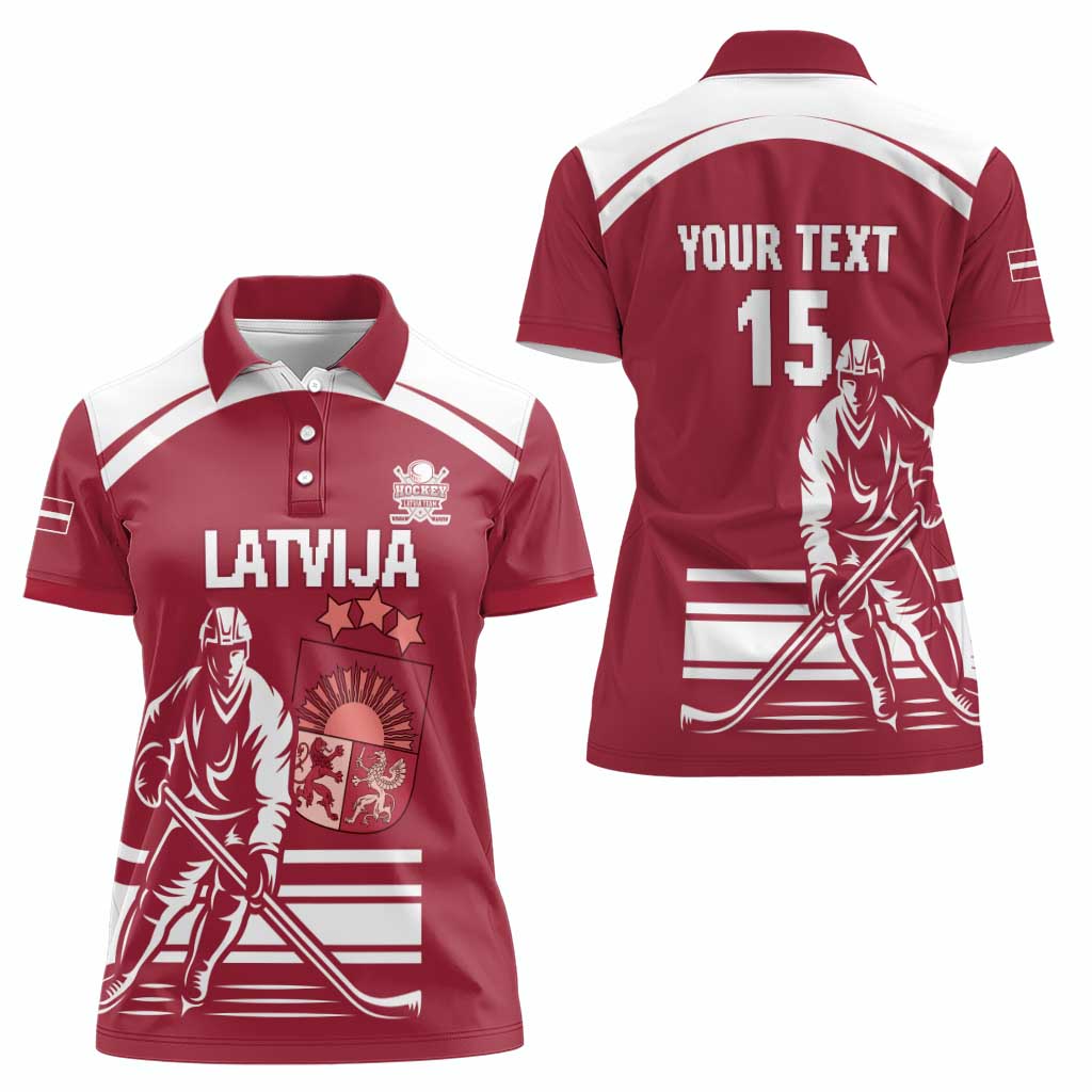 Custom Latvia Hockey Women Polo Shirt Latvija Latvija