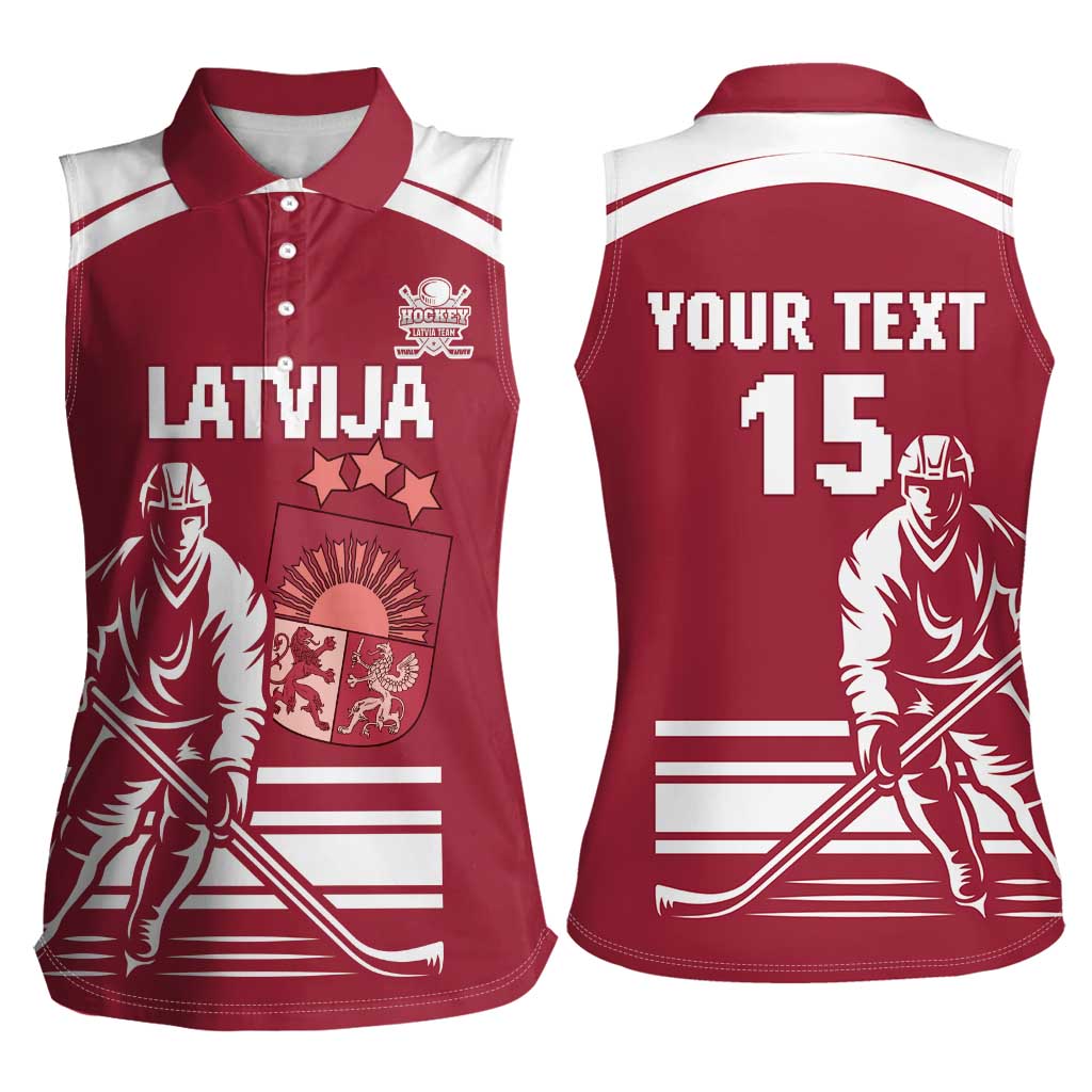 Custom Latvia Hockey Women Sleeveless Polo Shirt Latvija Latvija