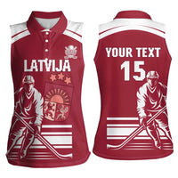 Custom Latvia Hockey Women Sleeveless Polo Shirt Latvija Latvija